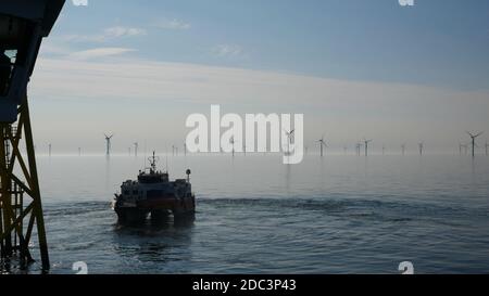 Wind Turbine Crew Transfer Vessel Boat Ship Stock Photo - Alamy