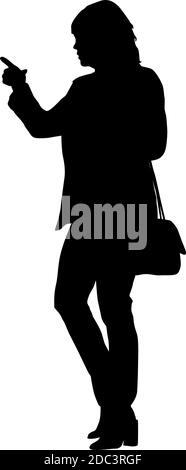 Black silhouettes woman with arm raised on a white background Stock ...