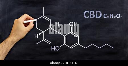 CBD Cannabidiol Structural chemical formula on a white background Stock ...