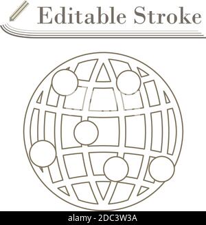Globe Connection Point Icon. Editable Stroke Simple Design. Vector Illustration. Stock Vector