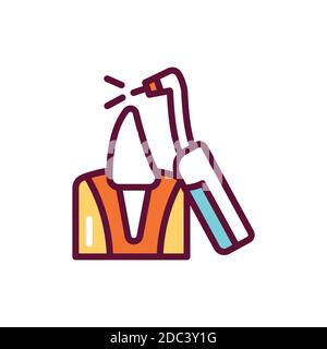 Animal teeth treatment color line icon. Isolated vector element. Outline pictogram for web page, mobile app, promo. Stock Vector