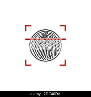 fingerprint circle icon, scanning process. Stock vector illustration isolated Stock Vector