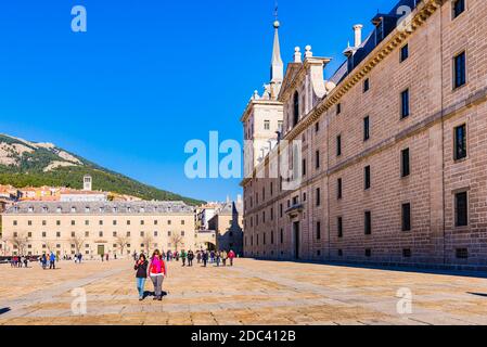 La Lonja. The Royal Site of San Lorenzo de El Escorial. San Lorenzo de El Escorial, Madrid, Spain, Europe Stock Photo