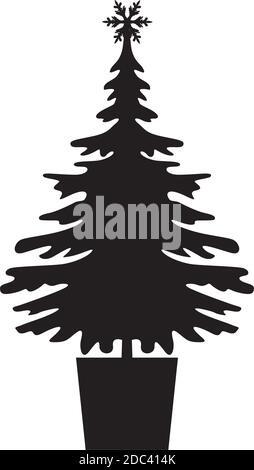 Black Christmas Tree. Vector illustration and Icon. Stock Vector