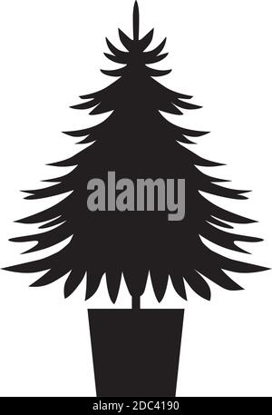 Black Christmas Tree. Vector illustration and Icon. Stock Vector