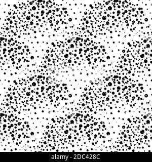 Black and white dotted semi circles with texture shading effect. Seamless vector pattern abstract half moon background. Overlapping celestial spheres Stock Vector