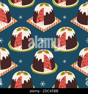 Christmas Pudding Decorative vector seamless pattern Stock Vector