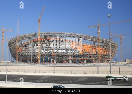 View of Lusail Stadium under construction for FIFA World cup 2022 in Doha, Qatar Stock Photo