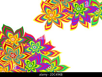 Beautifull frame background made of fun colorful flower shape pattern for decoration Stock Photo