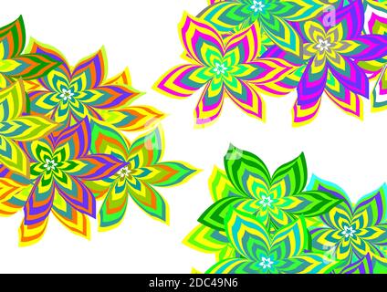 Beautifull frame background made of fun colorful flower shape pattern for decoration Stock Photo