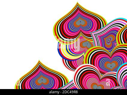 Beautifull frame background made of fun colorful heart shape pattern for decoration Stock Photo