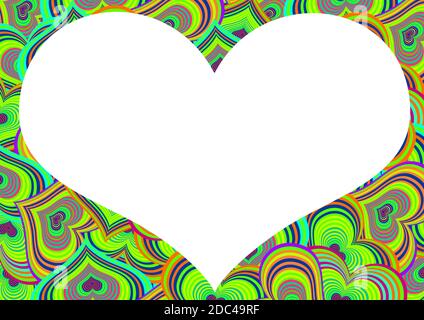 Beautifull frame background made of fun colorful heart shape pattern for decoration Stock Photo