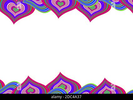 Beautifull frame background made of fun colorful heart shape pattern for decoration Stock Photo