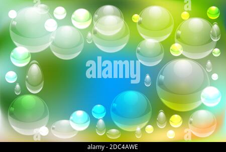 shiny drops of water on a colorful background Stock Vector