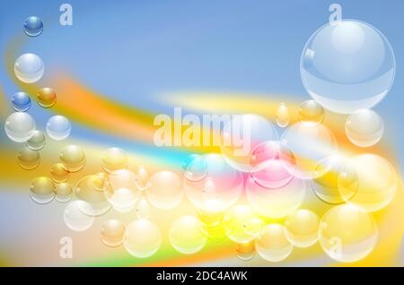 shiny drops of water on a colorful background Stock Vector