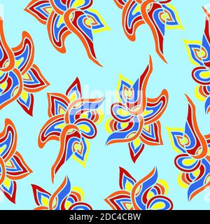 Seamless pattern with hand-drawn doodle elements. Vector illustration in bright colors. Stock Vector