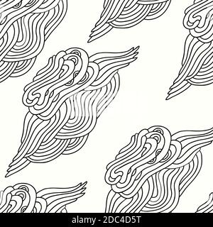 Seamless pattern with handdrawn doodle on a white background. For prints and textile. Adult coloring. Antistress graffiti. Stock Vector