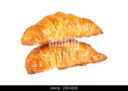 Two croissants isolated on white background Stock Photo