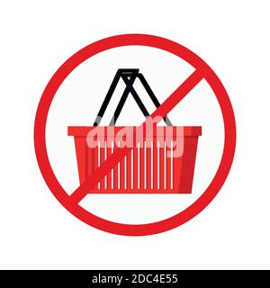 Buy nothing day concept - red shopping basket in red crossed circle. Stock Vector