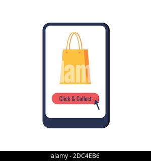 Click and collect online retail icon isolated on white background. Stock Vector