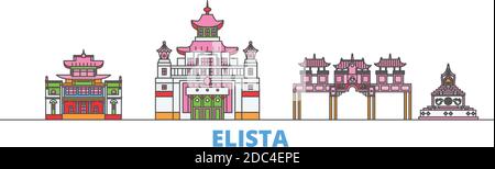 Russia, Elista line cityscape, flat vector. Travel city landmark, oultine illustration, line world icons Stock Vector
