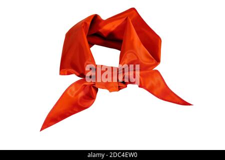 Silk scarf or red tie isolate on white background close-up. Stock Photo