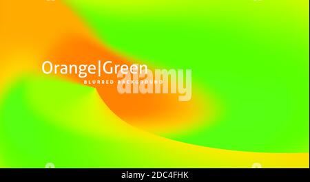 Abstract minimal smooth background with gradient from dark orange spot to bright green. Blurred vector graphic pattern Stock Vector