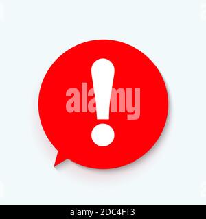 Red Attention Sign In Speech Bubble Exclamation Mark Icon Illustration Stock Photo Alamy