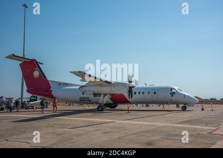 Darwin,NT,Australia-August 4,2018: Australian Border Force plane and people at the Pitch Black event demonstration in Darwin. Stock Photo