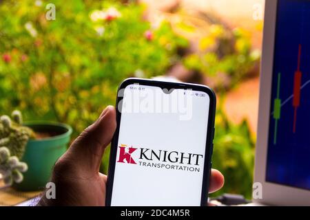 Brazil. 9th Nov, 2020. In this photo illustration the Knight Transportation logo seen displayed on a smartphone Credit: Rafael Henrique/SOPA Images/ZUMA Wire/Alamy Live News Stock Photo