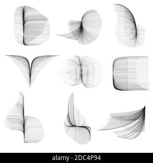 Set of abstract geometric  elements and shapes on white background. Sacred geometry, esoteric symbols. Use for banknote, currency, logos voucher or mo Stock Vector