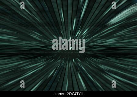 green matrix background with speed motion, radial blur Stock Photo