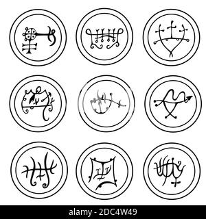 Design set with black and white magic seals Vector Image