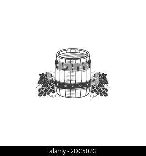 Vector hand drawing wood barrel in white background Stock Vector