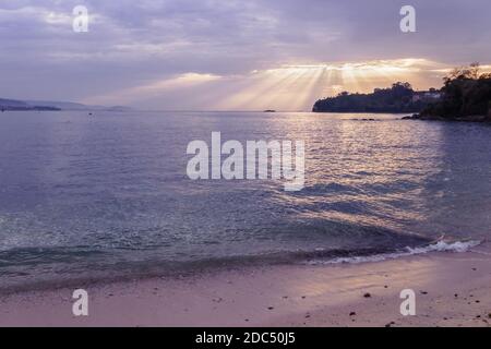 seascape of autumn sky on a Vigo beach in Spain in Europe Stock Photo