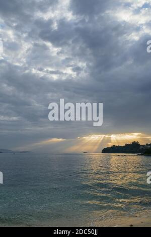 sunset landscape in the Vigo estuary in autumn Stock Photo