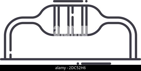 Resistor icon, linear isolated illustration, thin line vector, web design sign, outline concept symbol with editable stroke on white background. Stock Vector