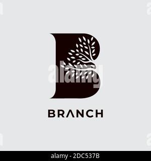 Letter B for branch logo design template Stock Vector