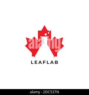 Maple leaf with lab symbol logo design template Stock Vector