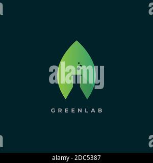 Leaf with tube test logo design vector template Stock Vector