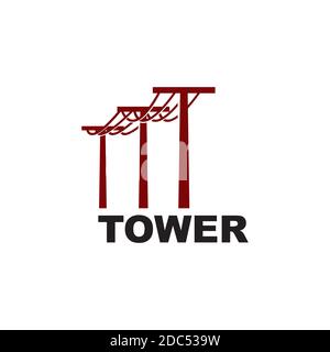 Electric tower symbol logo design vector template Stock Vector