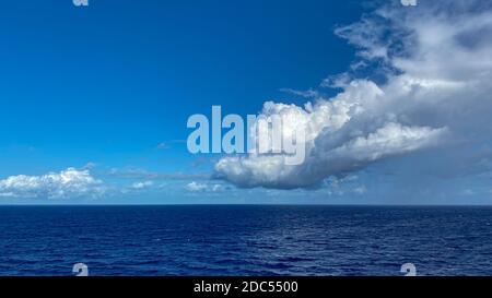 Half Moon Cay/Bahamas-10/31/19: The Holland America Line Zuiderdam cruise ship anchored off the private island of Half Moon Cay in the Bahamas on a su Stock Photo