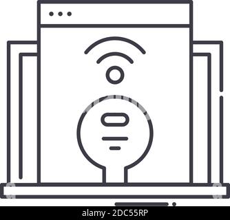 Remote access icon, linear isolated illustration, thin line vector, web design sign, outline concept symbol with editable stroke on white background. Stock Vector