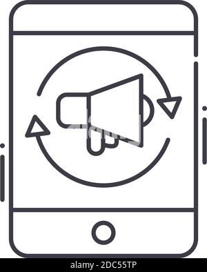 Remarketing icon, linear isolated illustration, thin line vector, web design sign, outline concept symbol with editable stroke on white background. Stock Vector