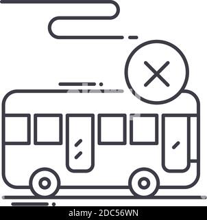 Rejection of transport icon, linear isolated illustration, thin line vector, web design sign, outline concept symbol with editable stroke on white Stock Vector