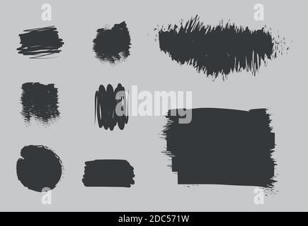 scribble stains, set of strokes, grunge and brushes style vector illustration Stock Vector