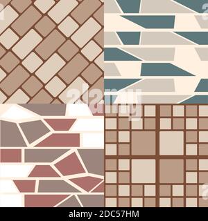set four seamless abstract and geometric textures for an architectural finishing vector illustration Stock Vector
