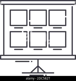 Storyboard process icon, linear isolated illustration, thin line vector, web design sign, outline concept symbol with editable stroke on white Stock Vector
