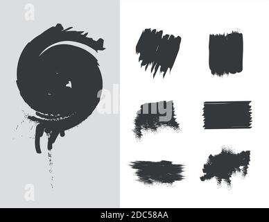 scribble stains hand drawn ink brush strokes icons vector illustration Stock Vector