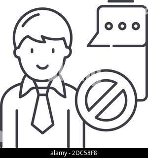 Stop talking concept icon, linear isolated illustration, thin line vector, web design sign, outline concept symbol with editable stroke on white Stock Vector